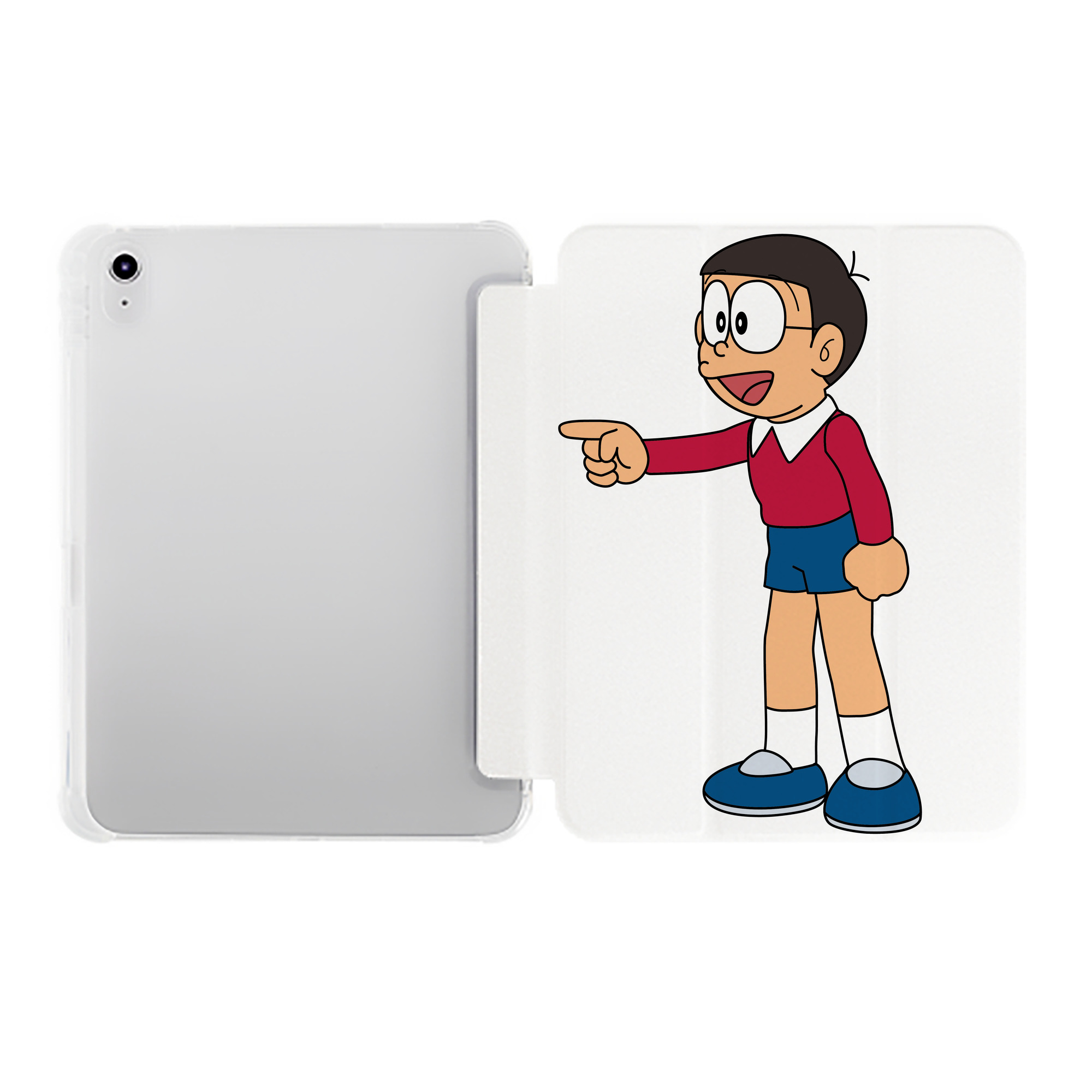 （画像用） ドラえもん 野比 のび太 Doraemon Nobita Nobi IPad ケース ペン収納付き 三つ折りスタンド PUレザー×シリコン 対応機種9.5/10.5/10.9インチ